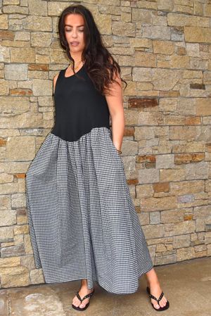 Arbi Gingham Magic Sundress Black